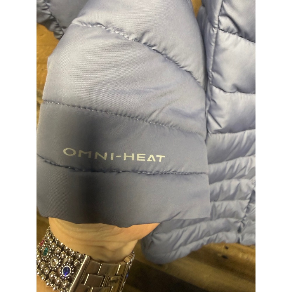 Columbia Omni-Heat Powder Lite Hooded Puffer Jacket Periwinkle Blue XL XK0678 - Picture 6 of 9
